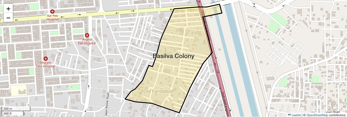 Location Map of Basilva Colony, Faridabad