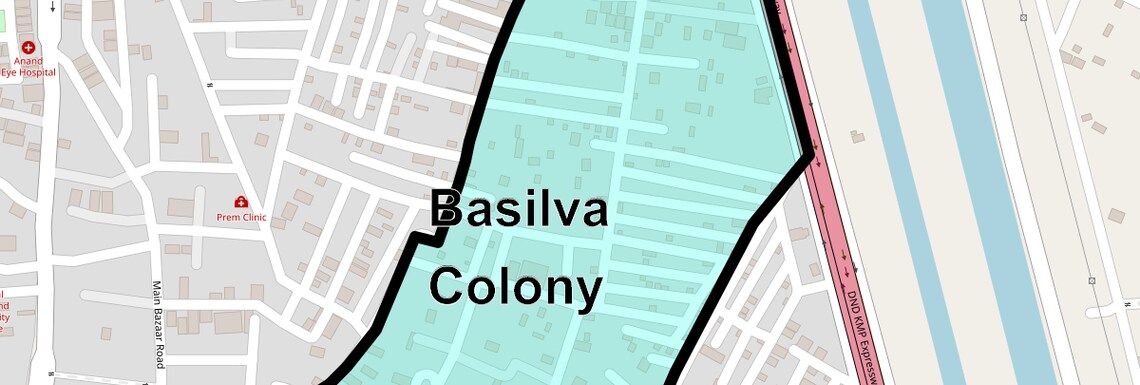 Location Map of Basilva Colony, Faridabad