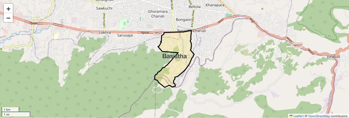 Location Map of Basistha, Guwahati