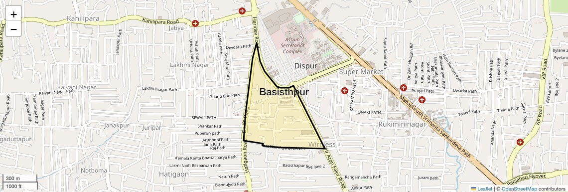 Location Map of Basisthpur, Guwahati