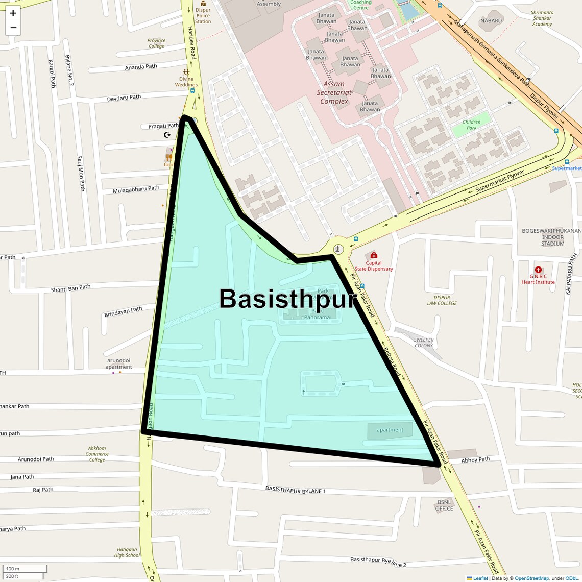 Location Map of Basisthpur, Guwahati