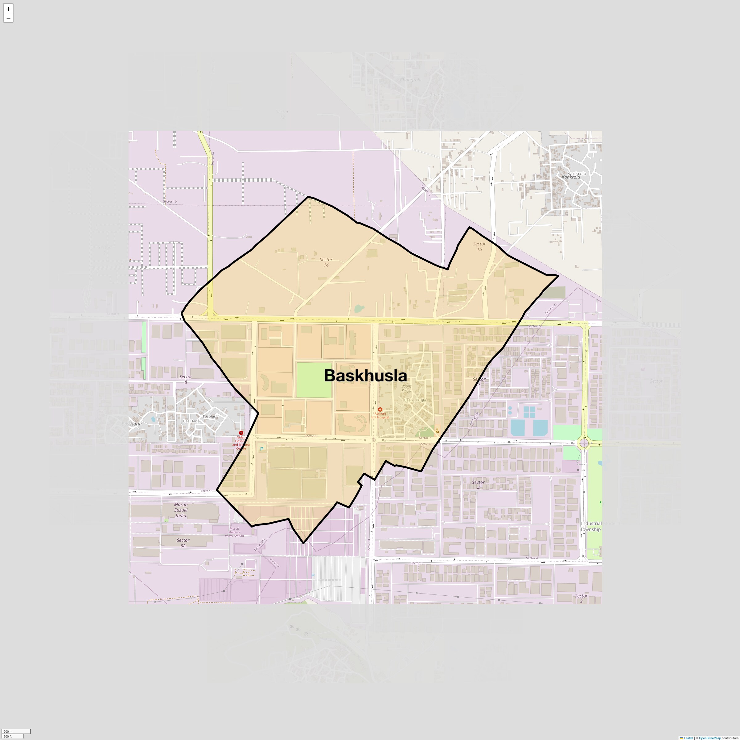 Location Map of Baskhusla, Gurgaon