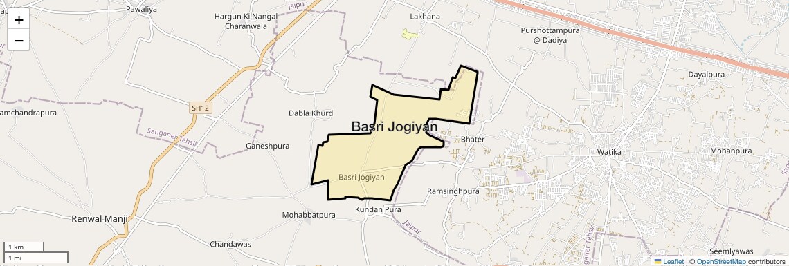 Location Map of Basri Jogiyan, Jaipur