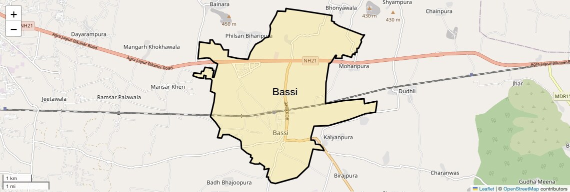 Location Map of Bassi, Jaipur