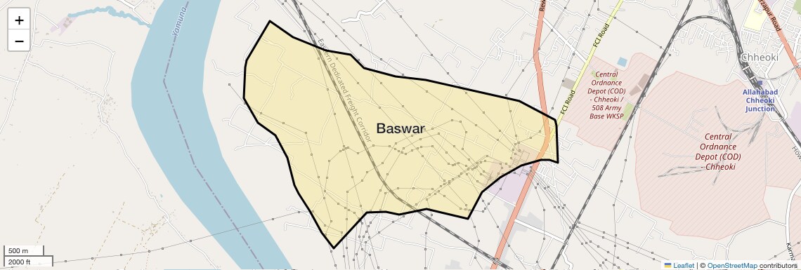 Location Map of Baswar, Allahabad