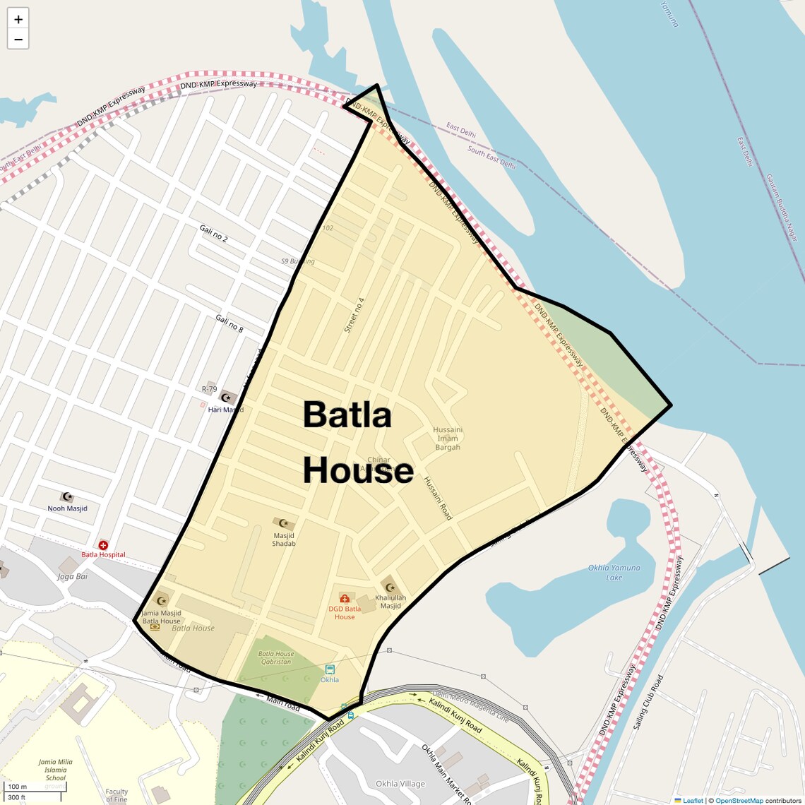 Location Map of Batla House, Delhi