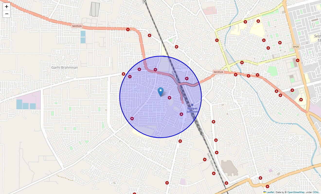 Location Map of Batra Colony, Sonipat