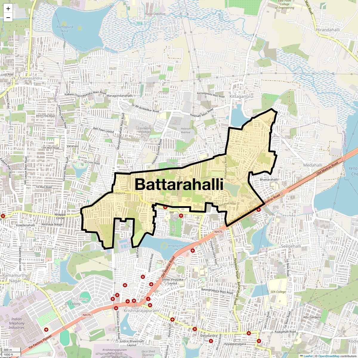 Location Map of Battarahalli, Bangalore