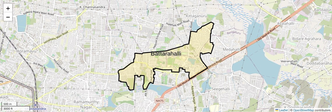 Location Map of Battarahalli, Bangalore
