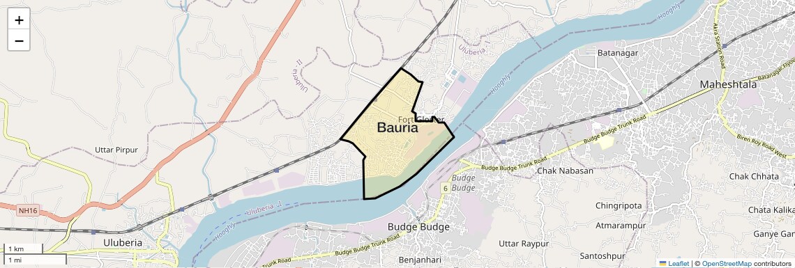 Location Map of Bauria, Kolkata
