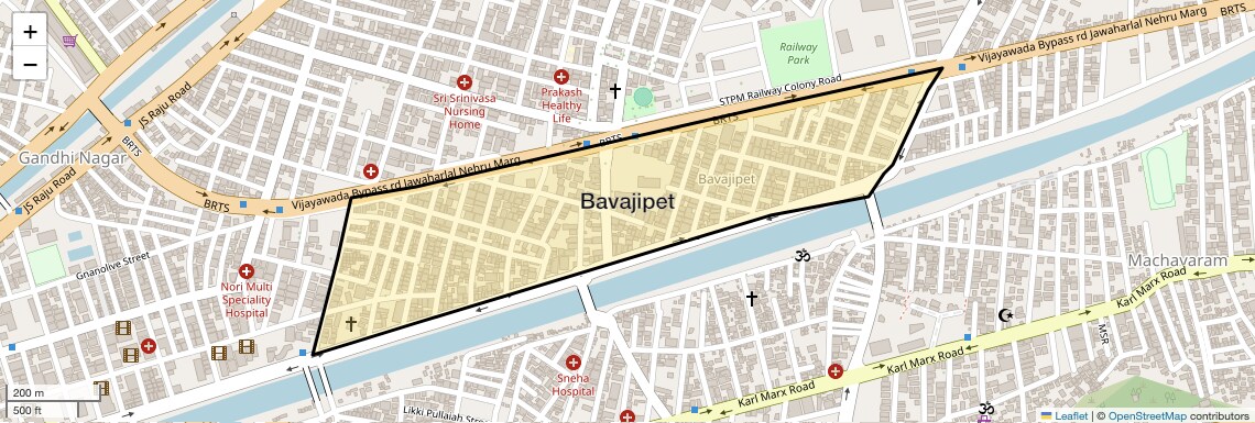 Location Map of Bavajipet, Vijayawada