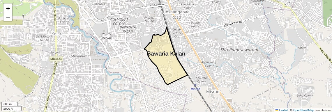 Location Map of Bawaria Kalan, Bhopal