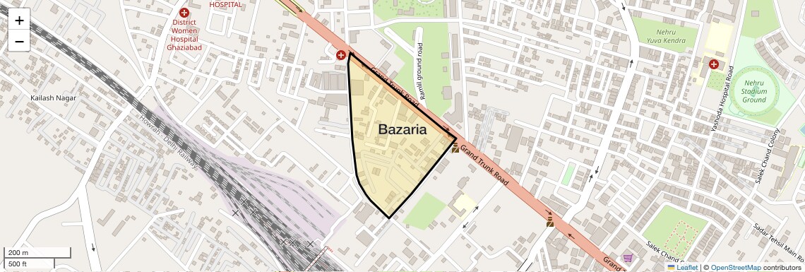 Location Map of Bazaria, Ghaziabad