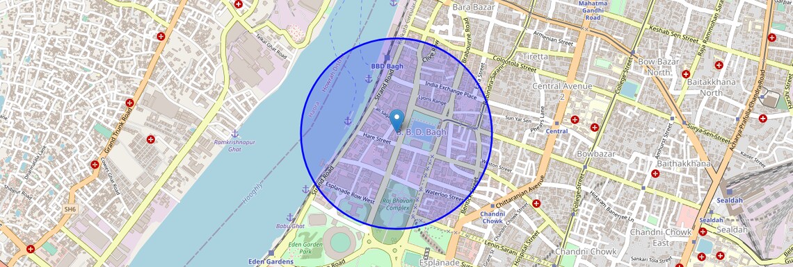 Location Map of BBD Bagh, Kolkata