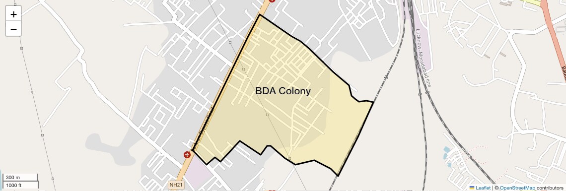 Location Map of BDA Colony, Bareilly