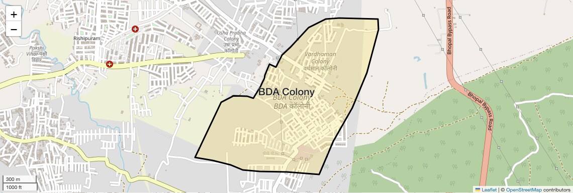 Location Map of BDA Colony, Bhopal