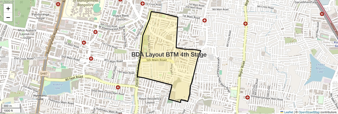 Check Time Travel of Bda Layout Btm 4th Stage, Bangalore