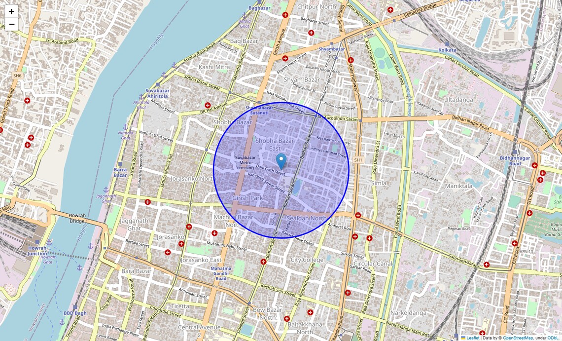 Location Map of Beadon Street, Kolkata