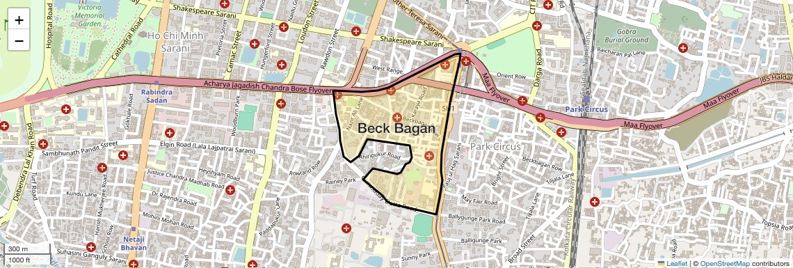 Location Map of Beck Bagan, Kolkata