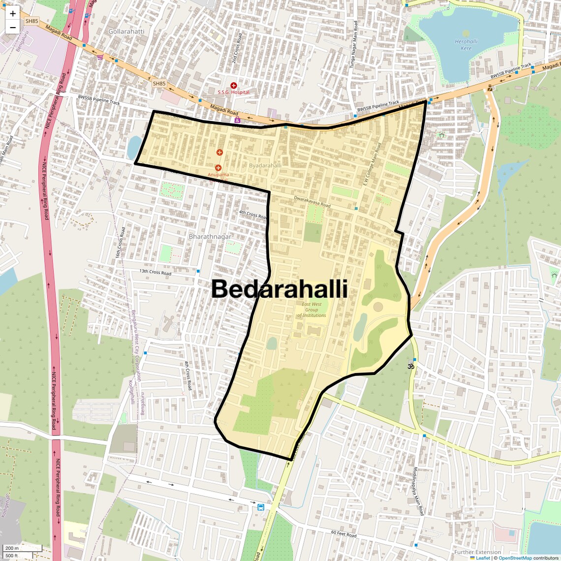 Location Map of Bedarahalli, Bangalore