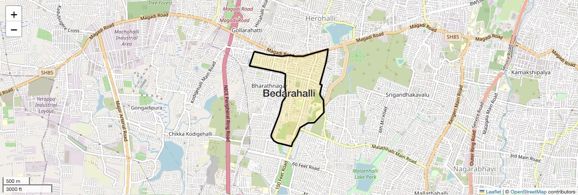 Location Map of Bedarahalli, Bangalore