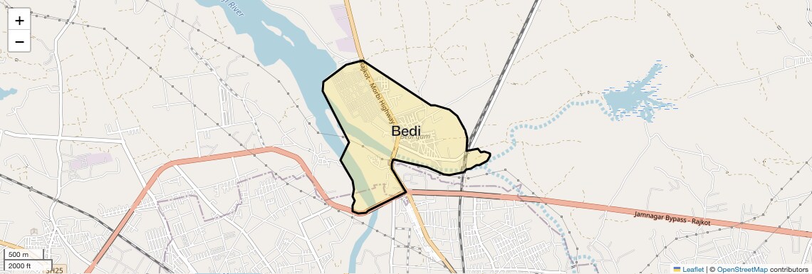 Location Map of Bedi, Rajkot