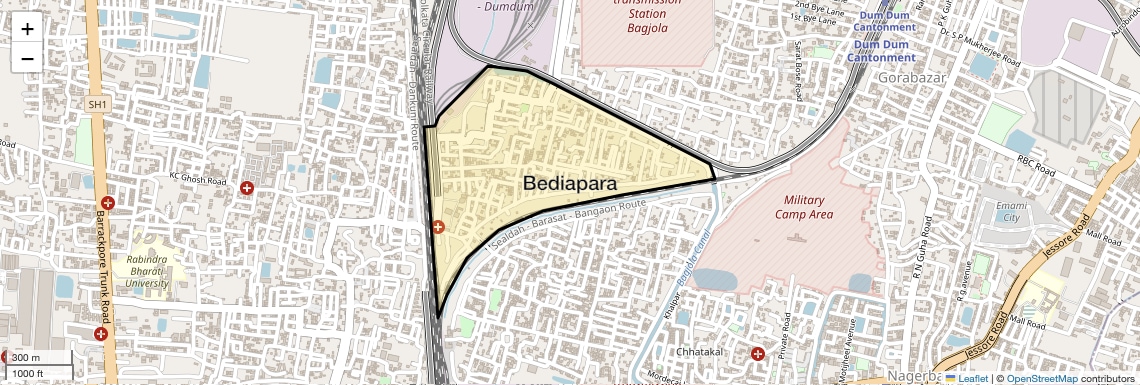 Location Map of Bediapara, Kolkata