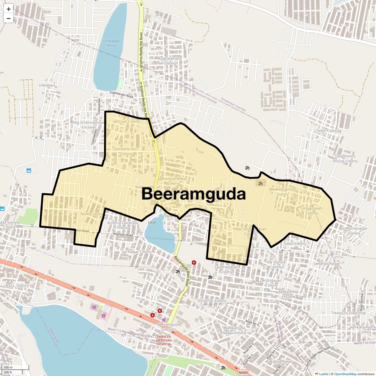 Location Map of Beeramguda, Hyderabad