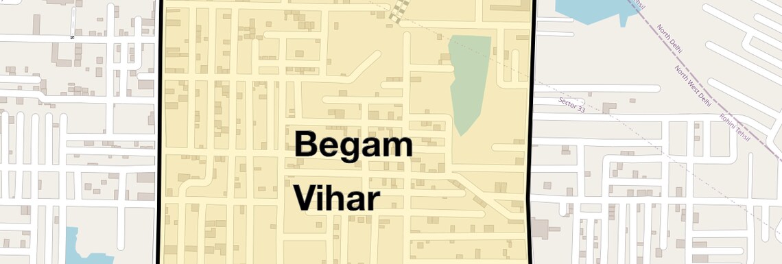 Location Map of Begam Vihar, Delhi