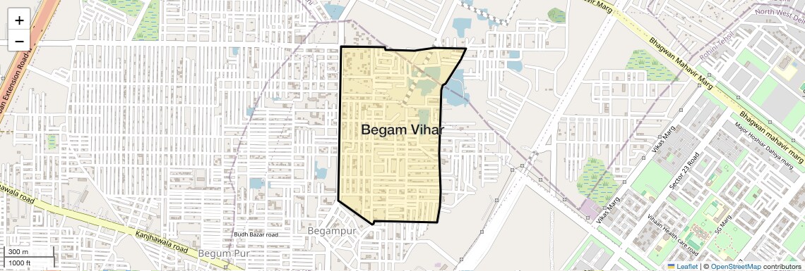 Location Map of Begam Vihar, Delhi