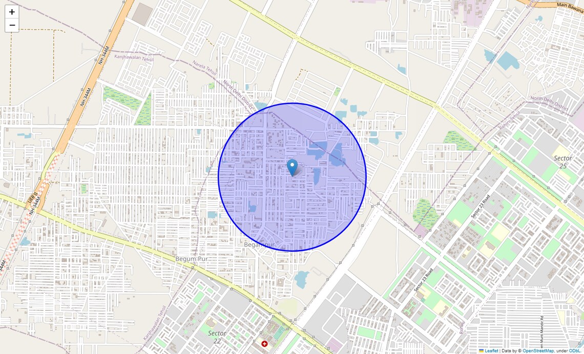 Location Map of Begam Vihar, Delhi