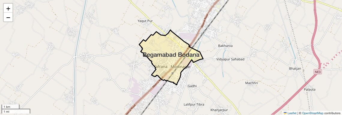 Location Map of Begamabad Bodana, Ghaziabad
