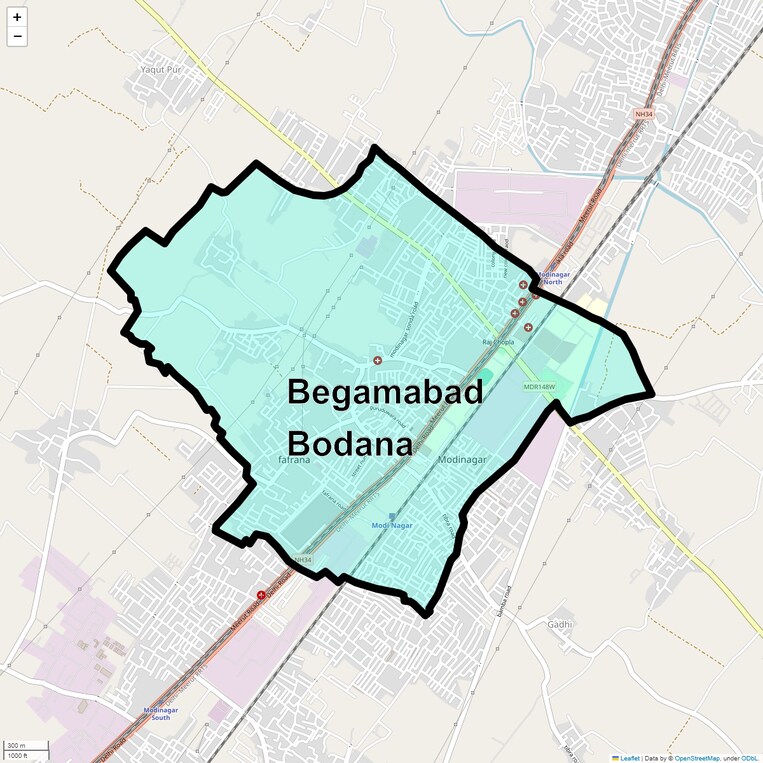 Location Map of Begamabad Bodana
