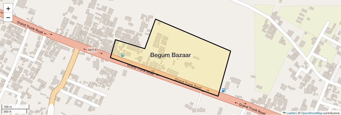 Location Map of Begum Bazaar, Allahabad