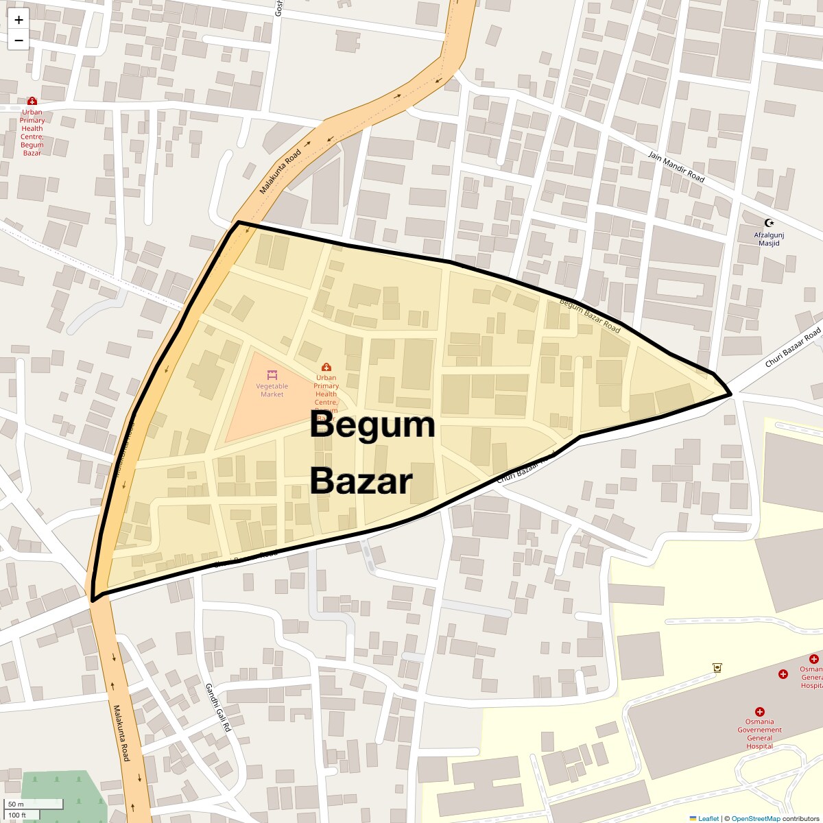 Check Time Travel of Begum Bazar, Hyderabad