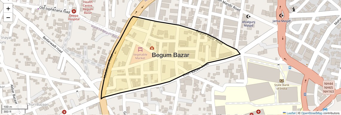 Location Map of Begum Bazar, Hyderabad