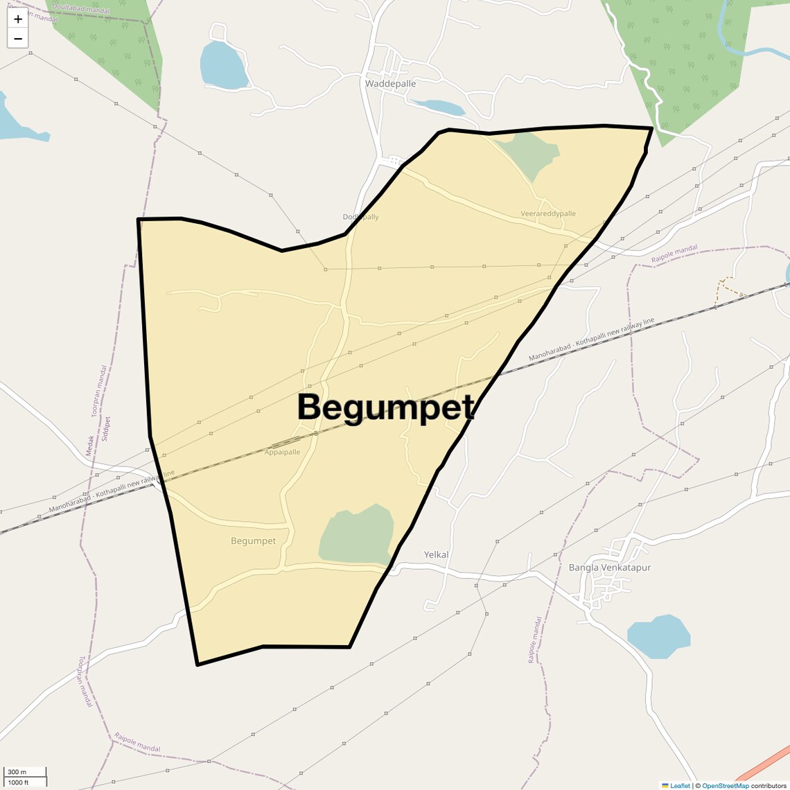 Location Map of Begumpet, Hyderabad