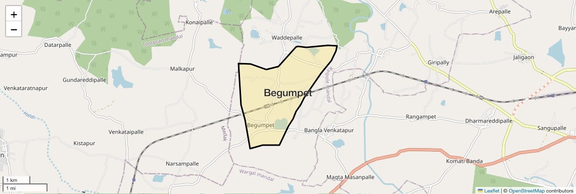 Location Map of Begumpet, Hyderabad