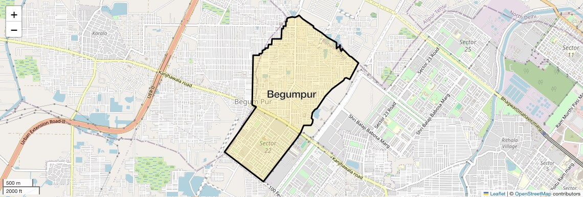 Location Map of Begumpur, Delhi