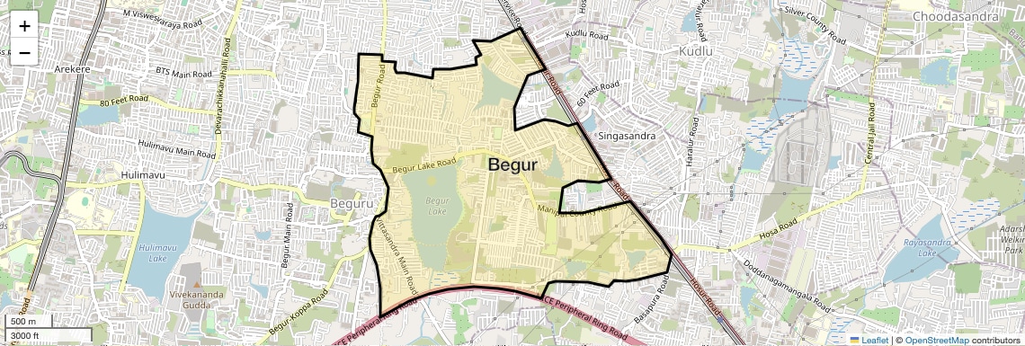 Location Map of Begur, Bangalore