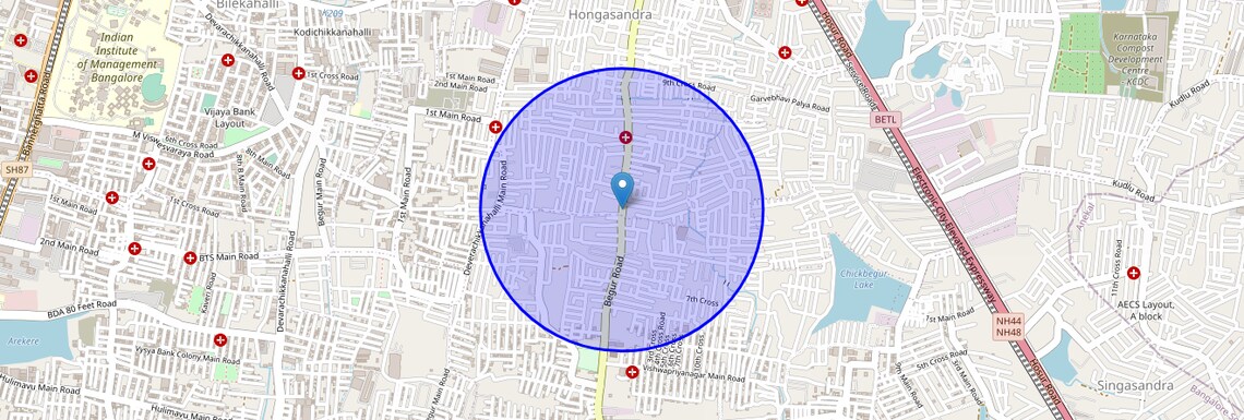 Location Map of Begur Road, Bangalore