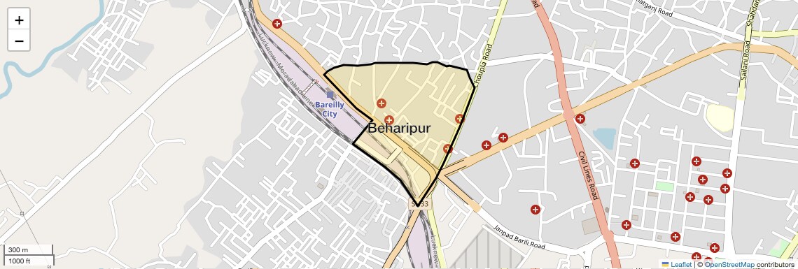 Location Map of Beharipur, Bareilly