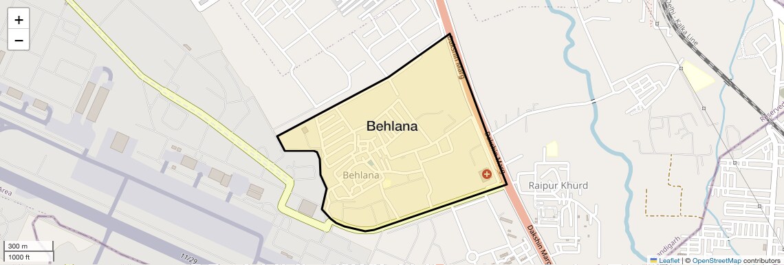 Location Map of Behlana, Chandigarh