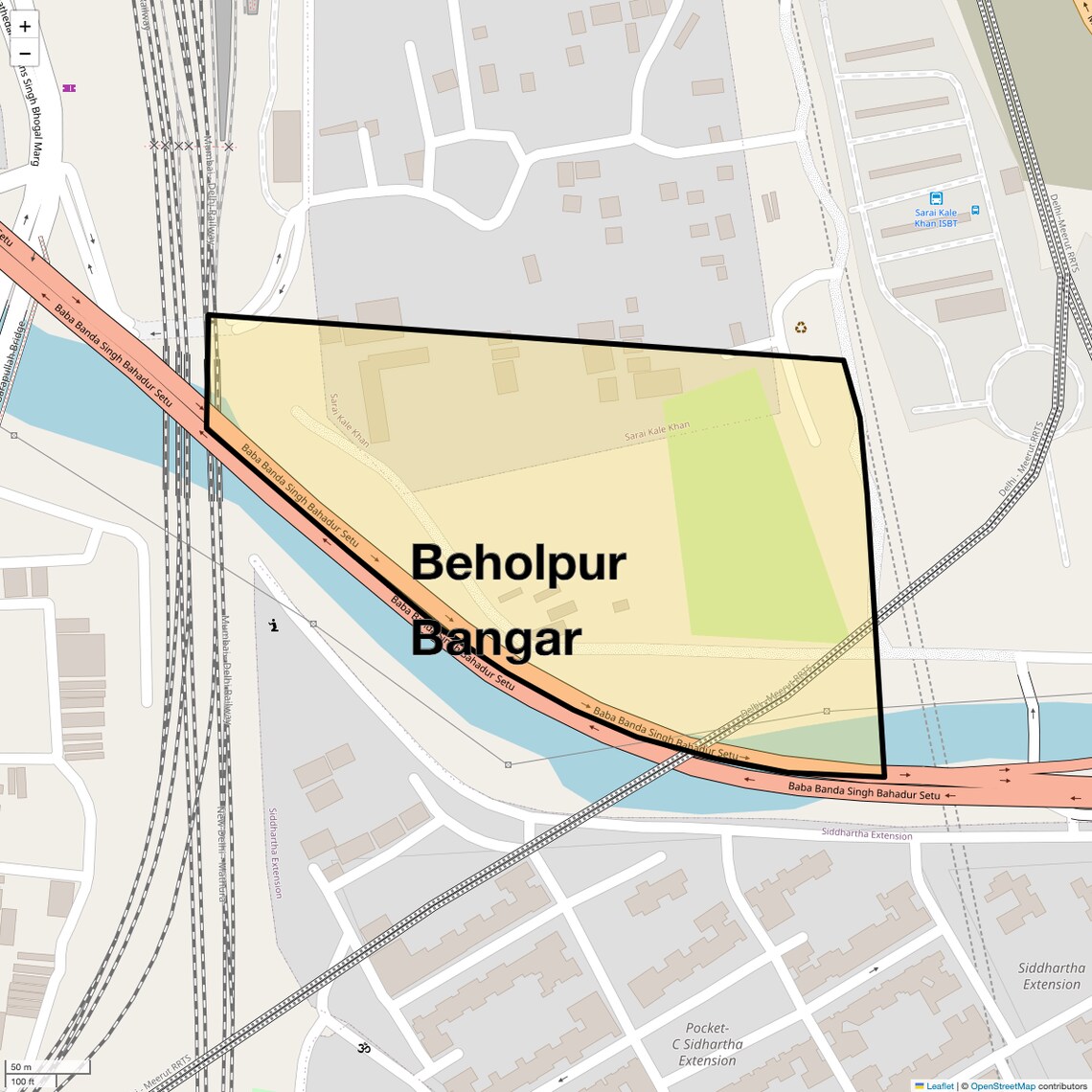 Location Map of Beholpur Bangar, Delhi