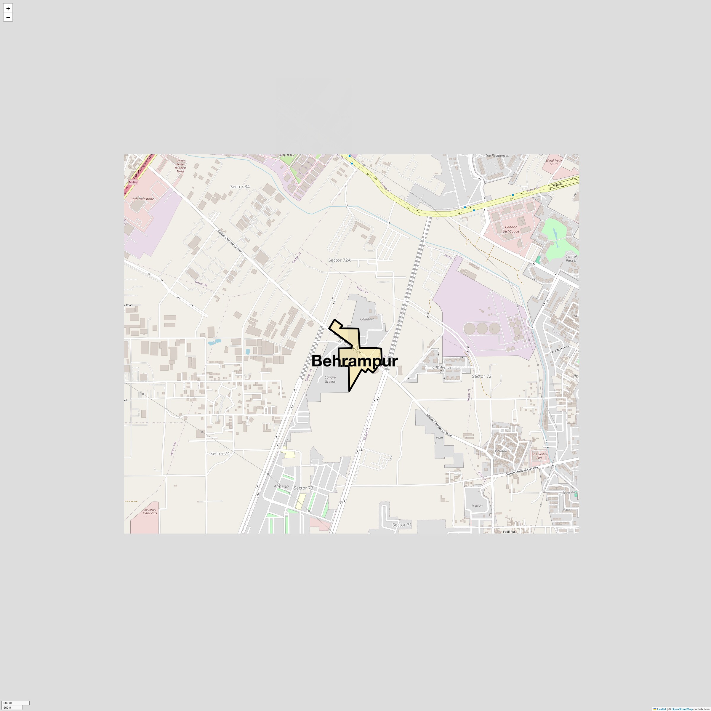 Location Map of Behrampur, Gurgaon