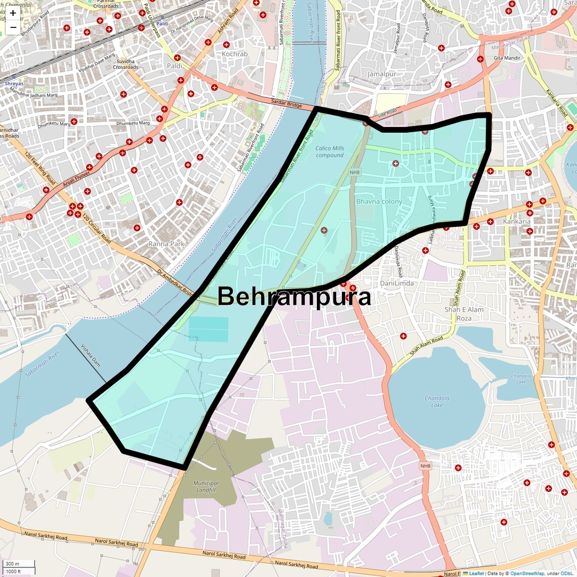 Location Map of Behrampura, Ahmedabad