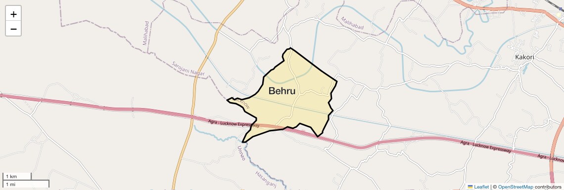 Location Map of Behru, Lucknow