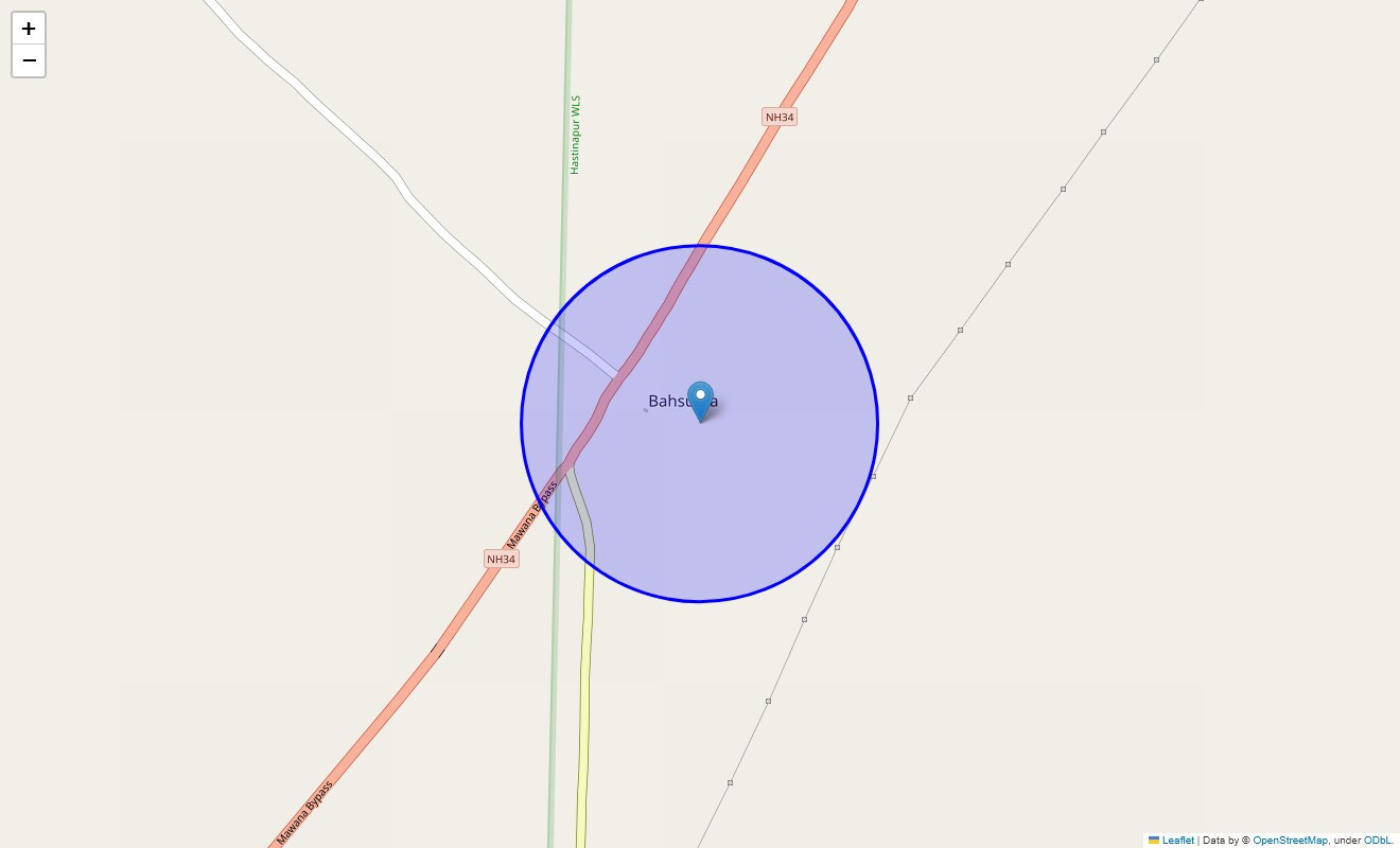 Location Map of Behsuma, Meerut