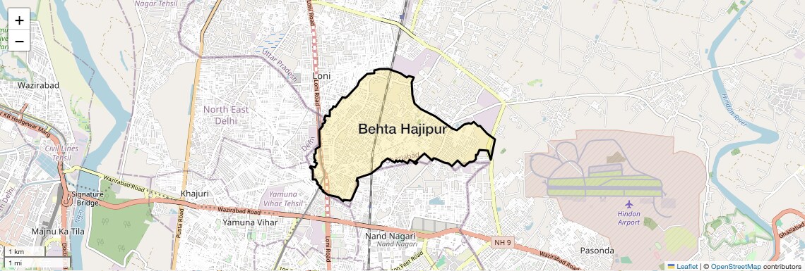 Location Map of Behta Hajipur, Ghaziabad