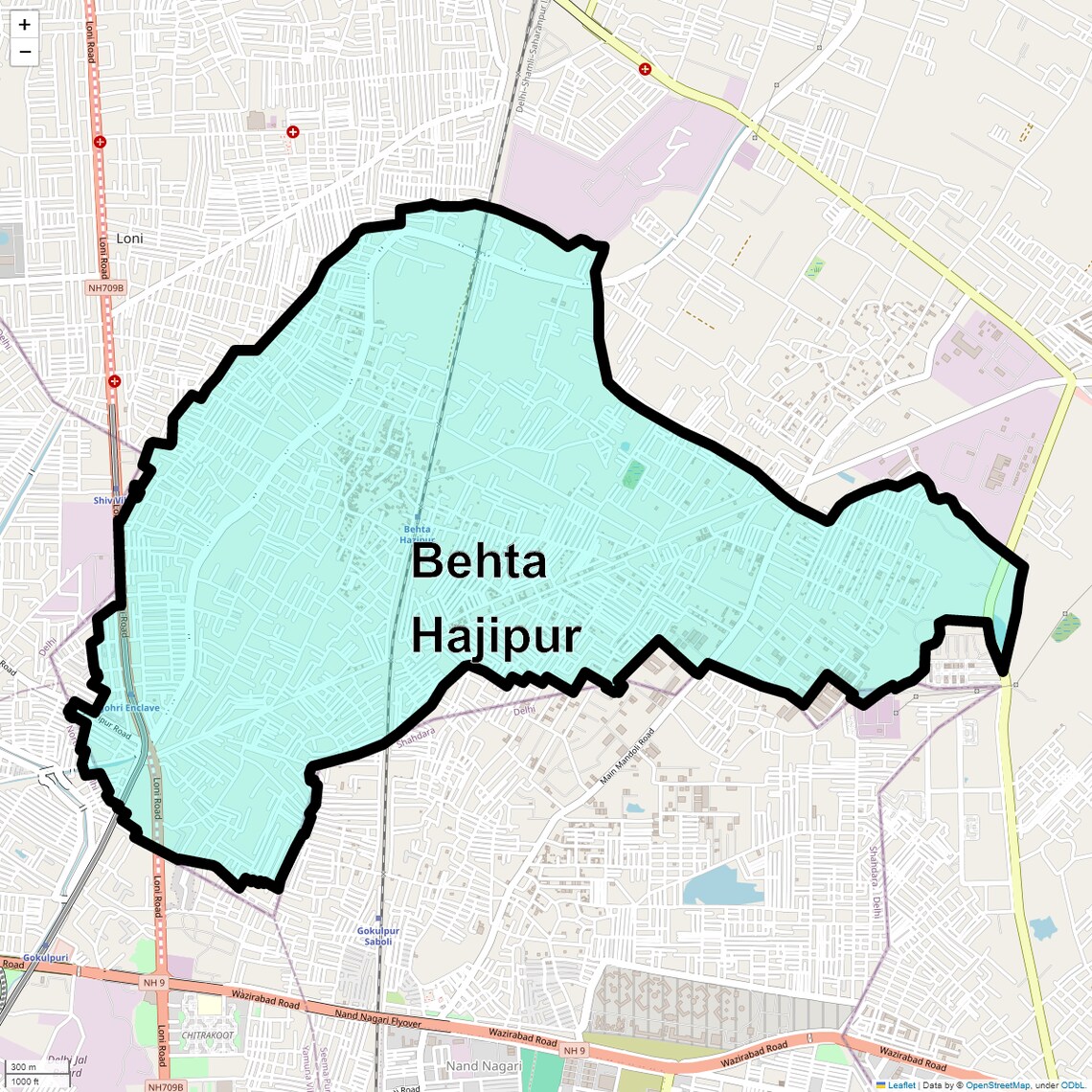 Location Map of Behta Hajipur, Ghaziabad
